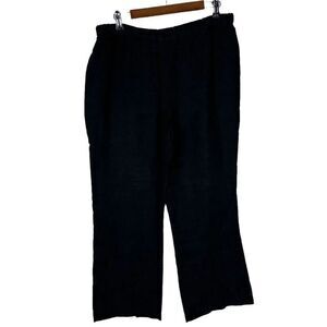 Chico’s Wide Leg Elastic Waist Linen Pant size Large Black